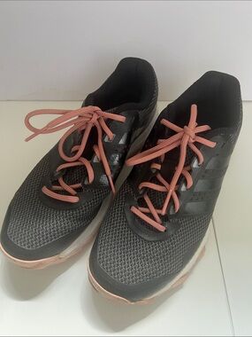 adidas Duramo 7 Women's Black Athletic Sneakers size 9 with Rose Laces